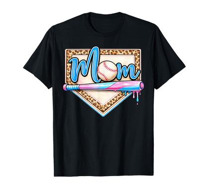 Baseball Mama Game Day Leopard Bow T-Shirt - Fun Novelty Design for Adults - T-Shirt, Sweatshirt, Hoodie