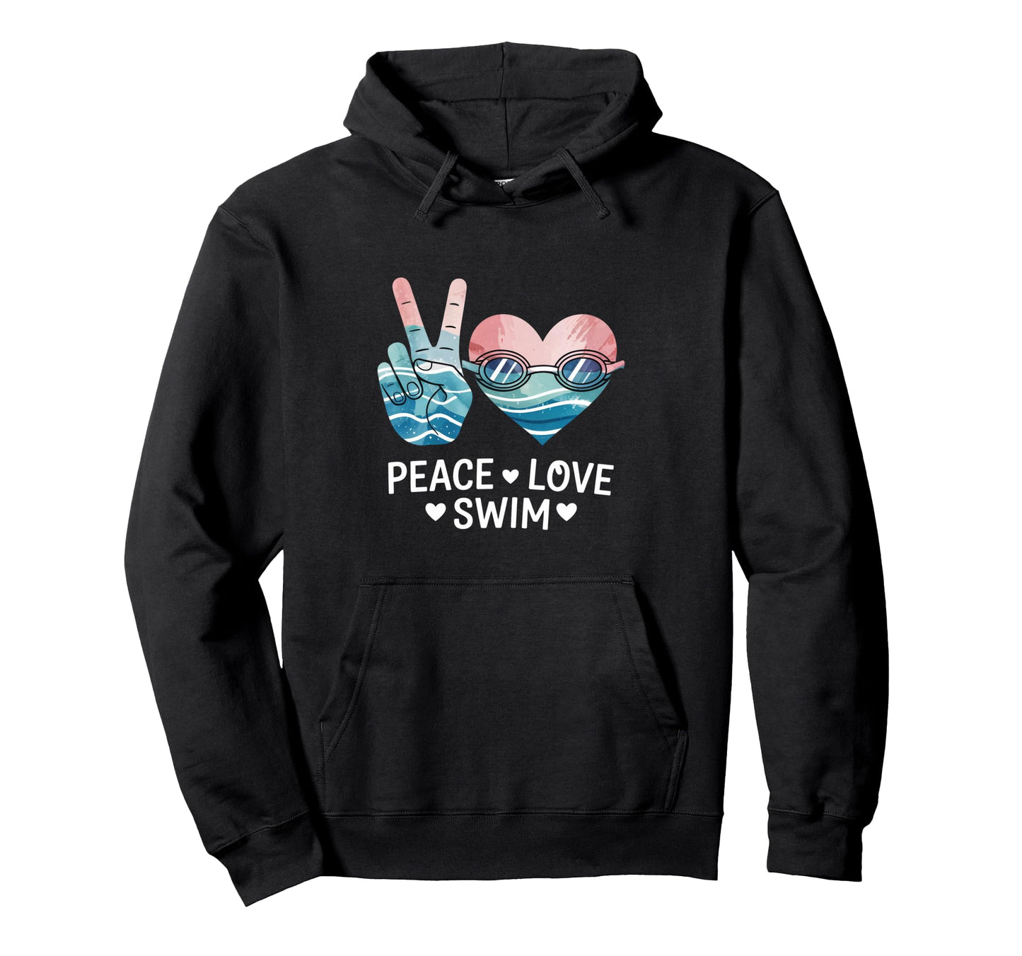 Peace Love Swim Swimming Hoodie - Aesthetic Graphic Unisex - T-Shirt, Sweatshirt, Hoodie