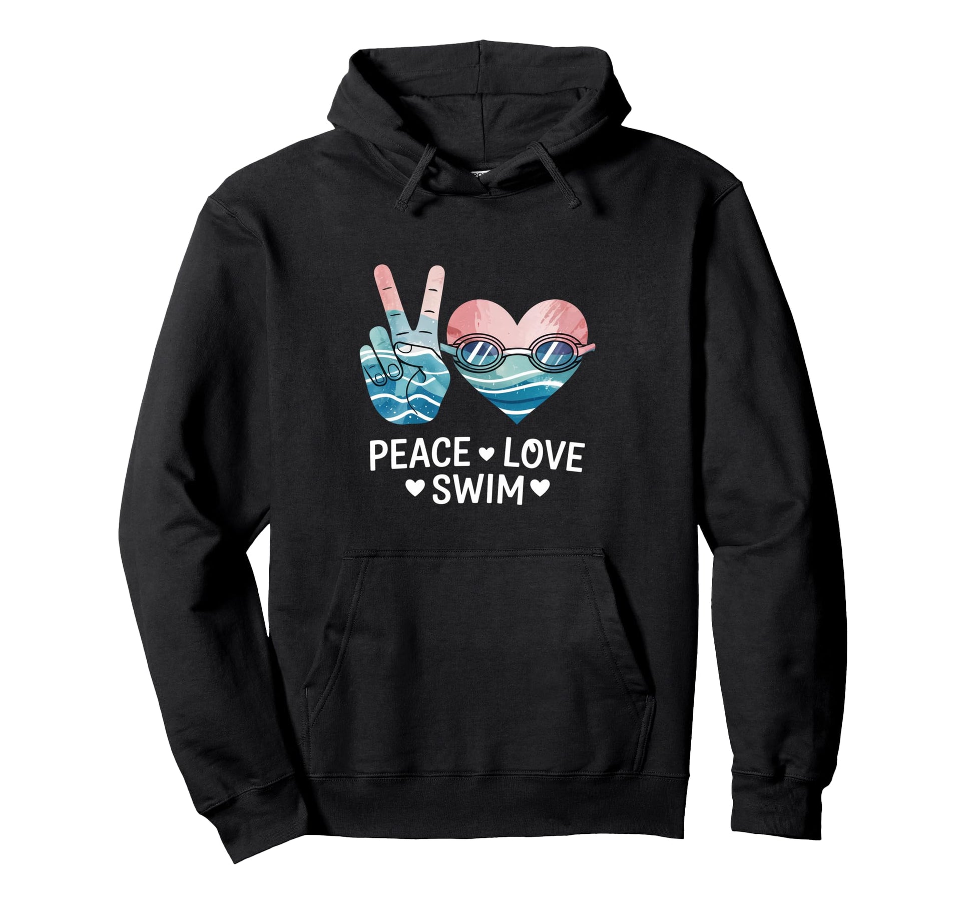 Peace Love Swim Swimming Hoodie - Aesthetic Graphic Unisex - T-Shirt, Sweatshirt, Hoodie
