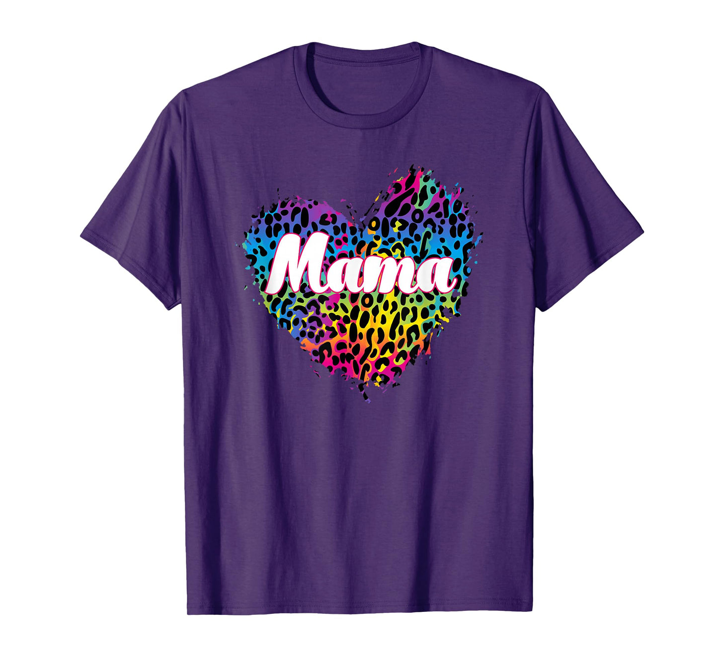 Mama Mini Leopard Rainbow Heart T-Shirt - Casual Everyday Wear Men Women - T-Shirt, Sweatshirt, Hoodie
