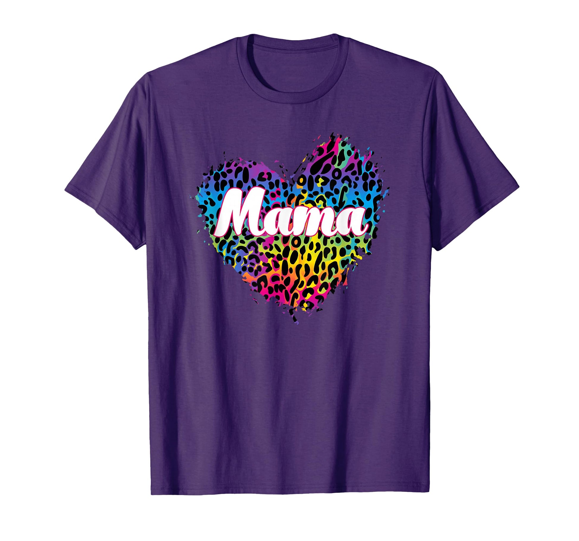 Mama Mini Leopard Rainbow Heart T-Shirt - Casual Everyday Wear Men Women - T-Shirt, Sweatshirt, Hoodie