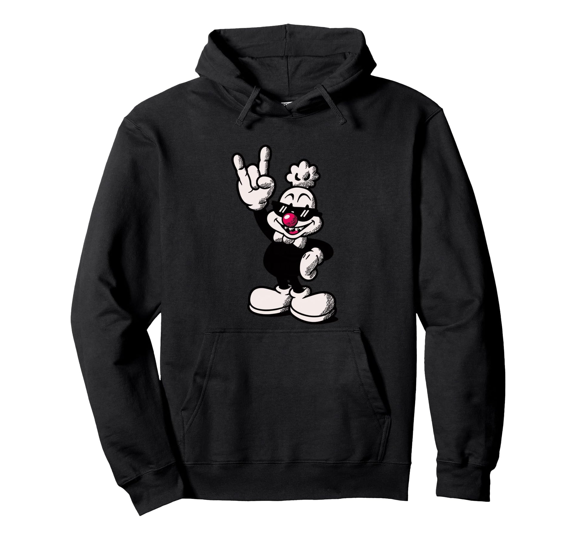 Cartoon Chicken Rooster Rock Hand Sign Hoodie - Custom Art Print Men Women - T-Shirt, Sweatshirt, Hoodie