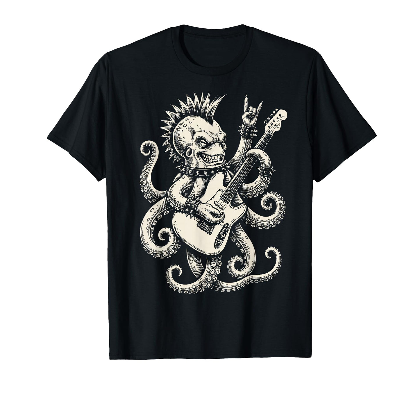 Funny Octopus Playing Guitar Rock And T-Shirt - Custom Art Print Men Women - T-Shirt, Sweatshirt, Hoodie