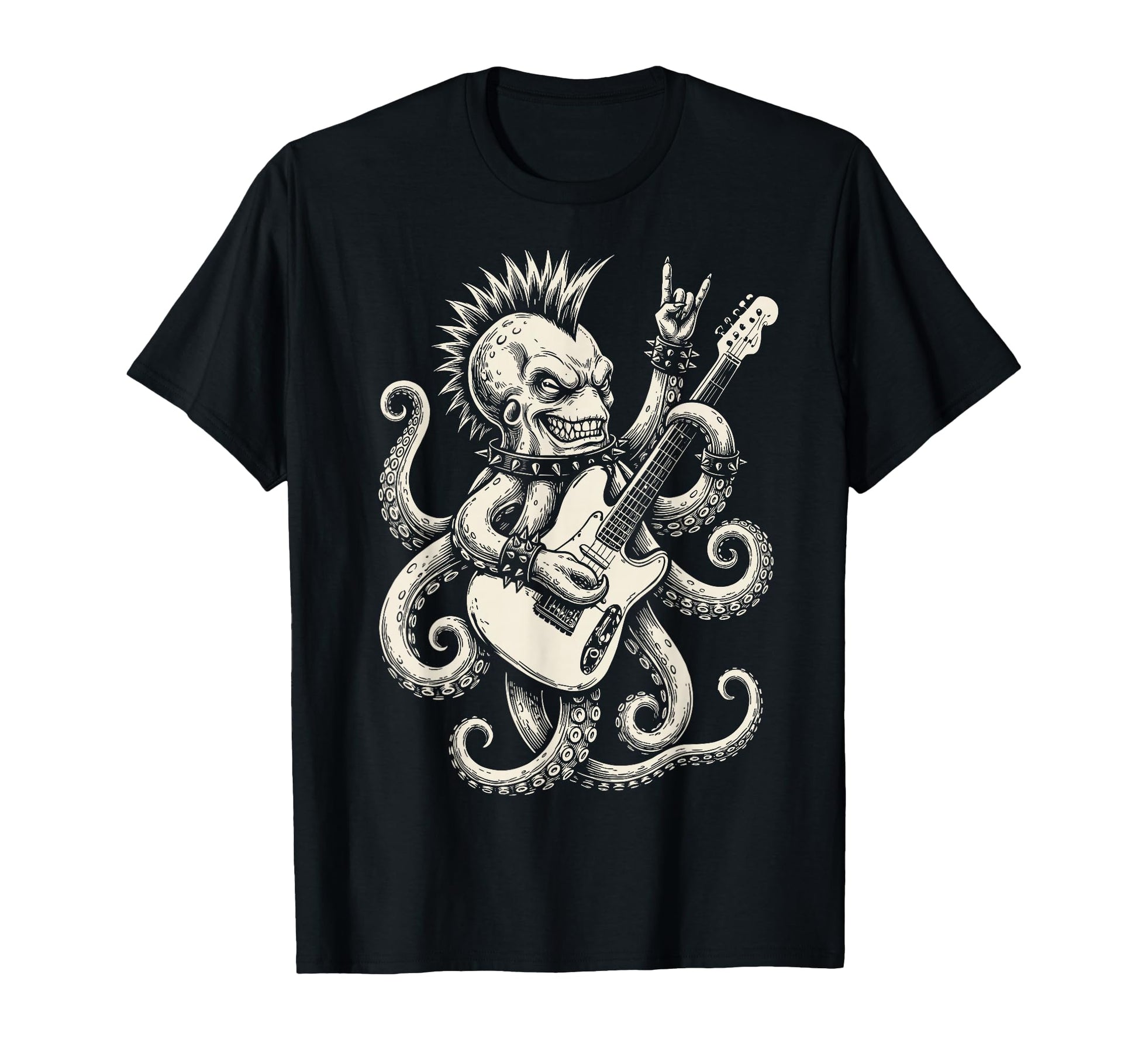 Funny Octopus Playing Guitar Rock And T-Shirt - Custom Art Print Men Women - T-Shirt, Sweatshirt, Hoodie