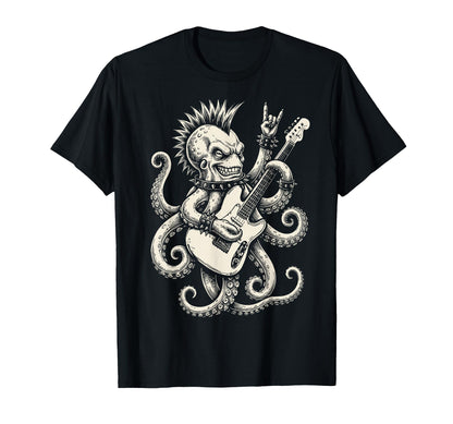 Funny Octopus Playing Guitar Rock And T-Shirt - Custom Art Print Men Women - T-Shirt, Sweatshirt, Hoodie