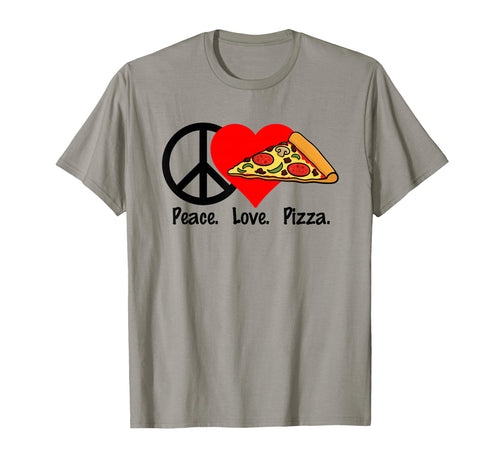 Peace Love Pizza Eat Food Party Slice T-Shirt - Unique Graphic for Adults - T-Shirt, Sweatshirt, Hoodie