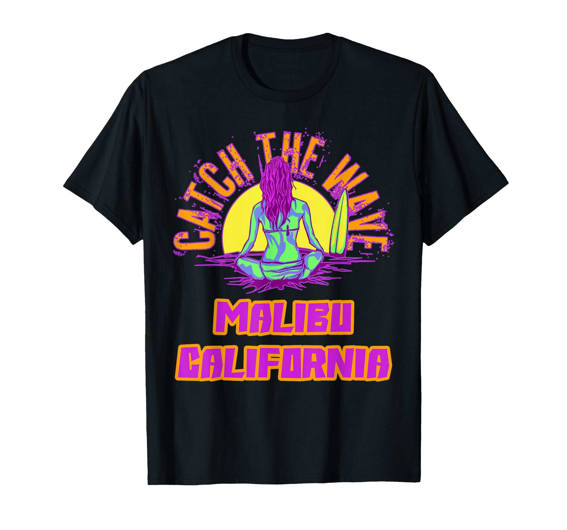 Malibu California Surfing Vaporwave T-Shirt - Aesthetic Graphic for Adults - T-Shirt, Sweatshirt, Hoodie