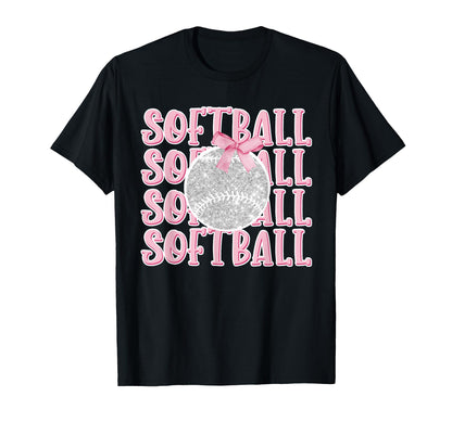 Softball Mom Game Day Coquette Bow T-Shirt - Casual Everyday Wear Unisex - T-Shirt, Sweatshirt, Hoodie