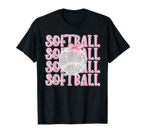 Softball Mom Game Day Coquette Bow T-Shirt - Casual Everyday Wear Unisex - T-Shirt, Sweatshirt, Hoodie