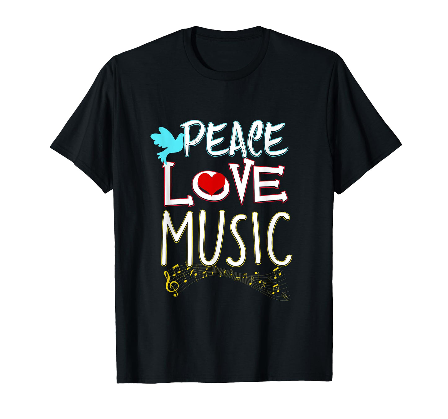 Peace Love Music Hippie Hipster Festival T-Shirt - Custom Art Print Unisex - T-Shirt, Sweatshirt, Hoodie