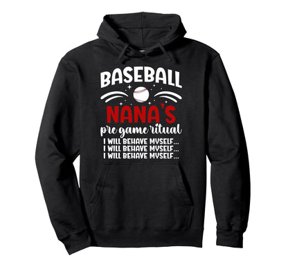 Baseball Nana Funny Nana Baseball Hoodie - Minimalist Print for Adults - T-Shirt, Sweatshirt, Hoodie