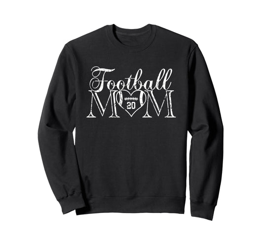 Football Mom Number 20 Football Heart 20 Sweatshirt - Graphic Print Unisex - T-Shirt, Sweatshirt, Hoodie