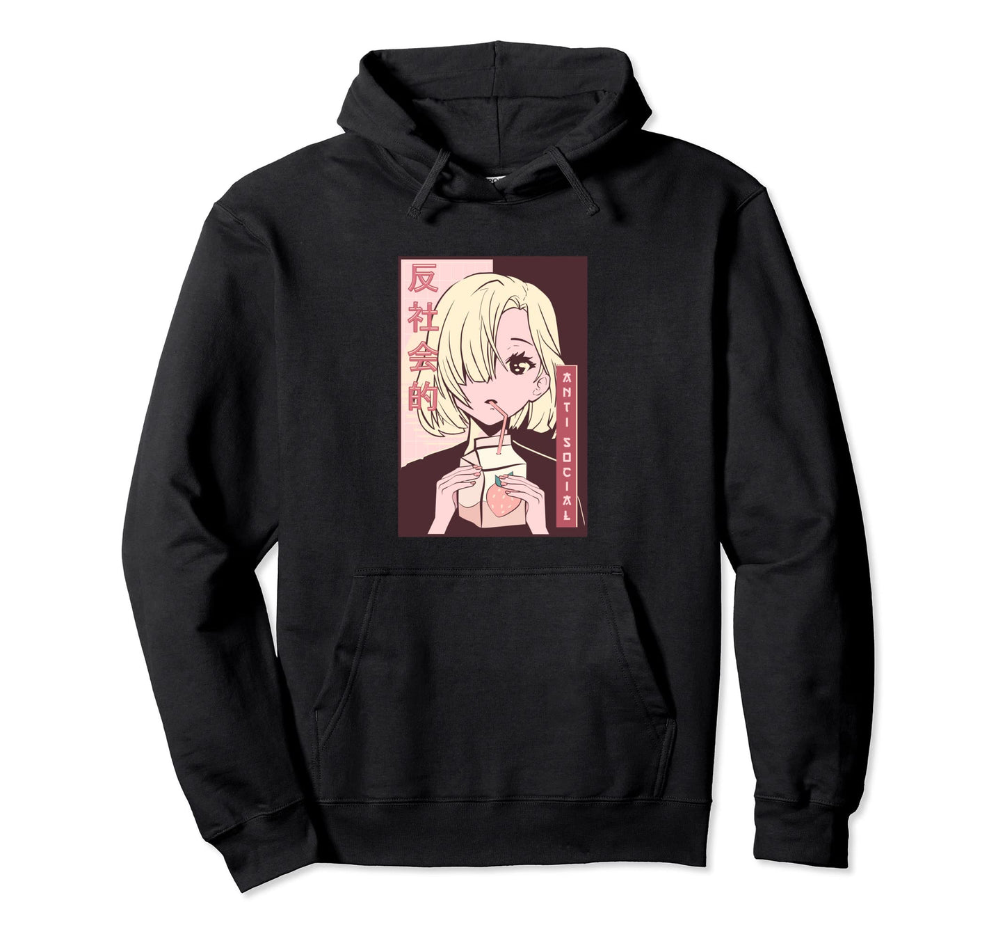 Antisocial Anime Strawberry Milk Hoodie - Aesthetic Graphic Men Women - T-Shirt, Sweatshirt, Hoodie