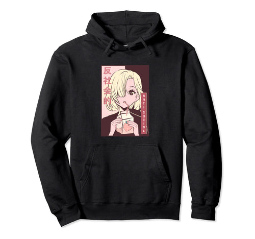 Antisocial Anime Strawberry Milk Hoodie - Aesthetic Graphic Men Women - T-Shirt, Sweatshirt, Hoodie