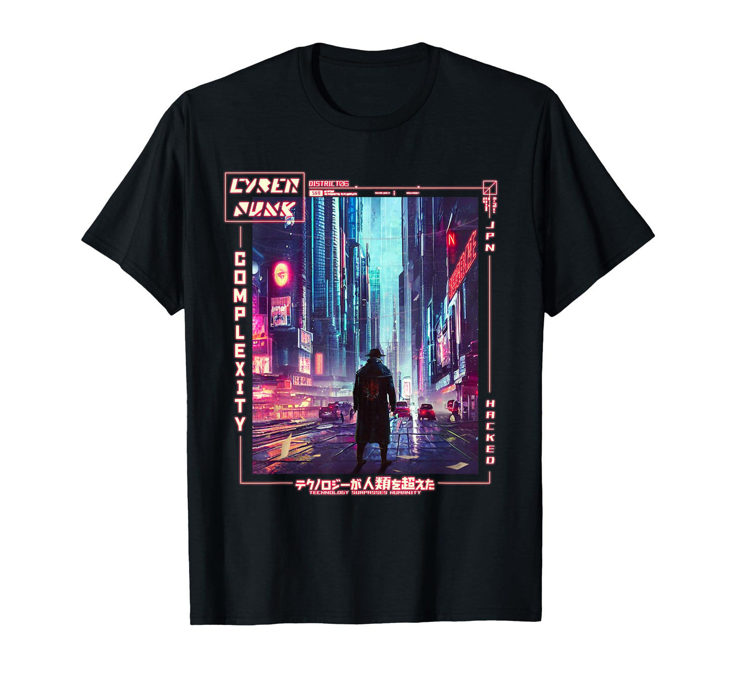 Walking Japanese Cyberpunk Vaporwave T-Shirt - Streetwear Style for Adults - T-Shirt, Sweatshirt, Hoodie