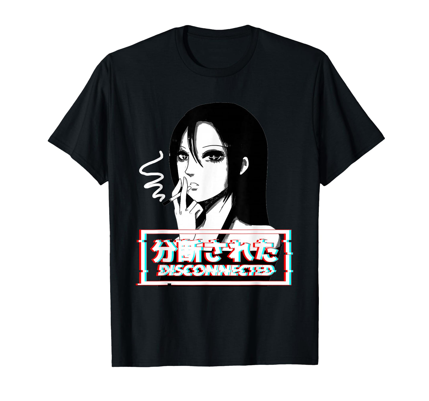 Japanese Sad Smoking Anime Vaporwave T-Shirt - Minimalist Print Men Women - T-Shirt, Sweatshirt, Hoodie