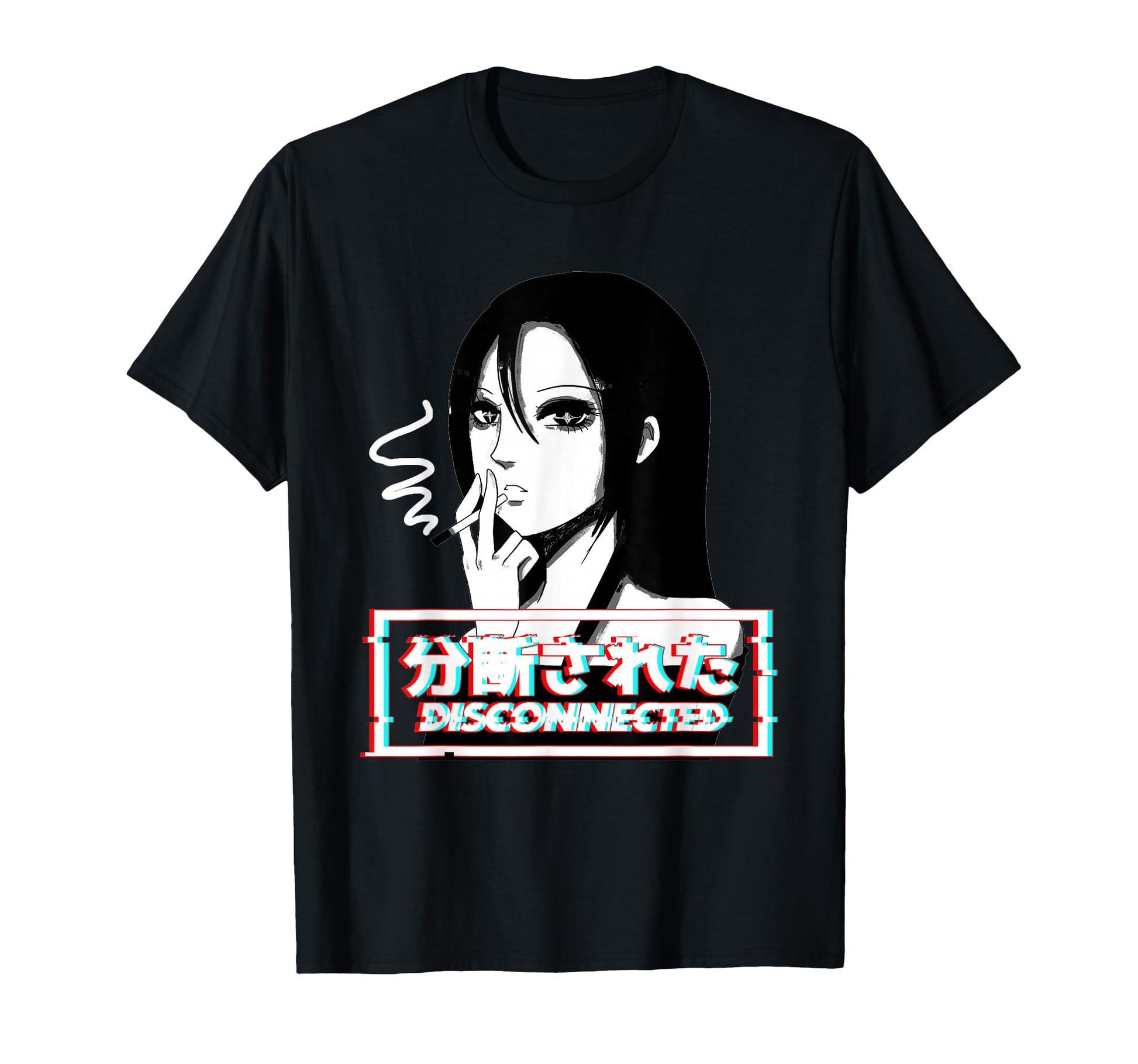 Japanese Sad Smoking Anime Vaporwave T-Shirt - Minimalist Print Men Women - T-Shirt, Sweatshirt, Hoodie