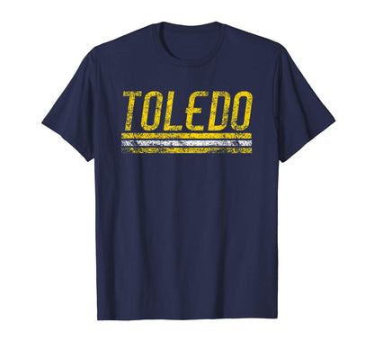 Toledo Ohio Weathered Stripe Throwback T-Shirt - Unique Graphic for Adults - T-Shirt, Sweatshirt, Hoodie