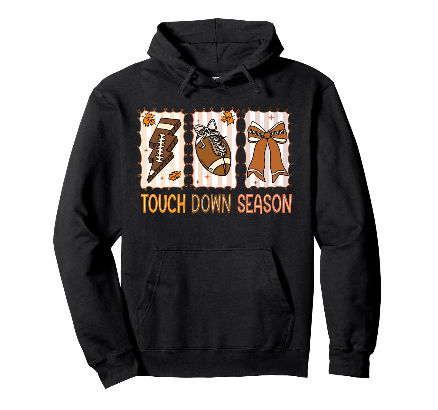 Football Mom Preppy Touchdowns Season Hoodie - Graphic Print Men Women - T-Shirt, Sweatshirt, Hoodie
