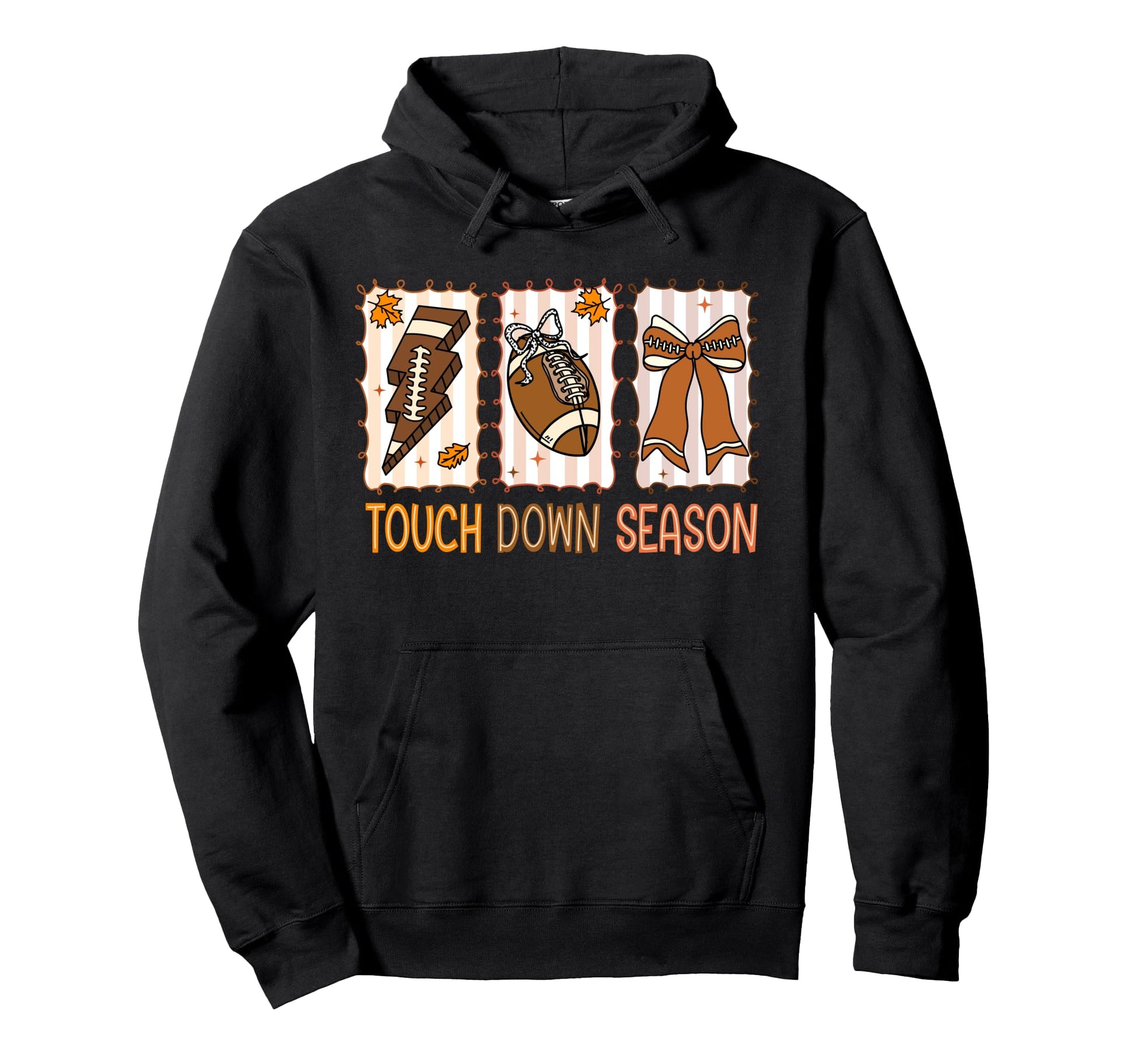 Football Mom Preppy Touchdowns Season Hoodie - Graphic Print Men Women - T-Shirt, Sweatshirt, Hoodie