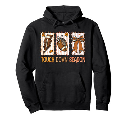 Football Mom Preppy Touchdowns Season Hoodie - Graphic Print Men Women - T-Shirt, Sweatshirt, Hoodie