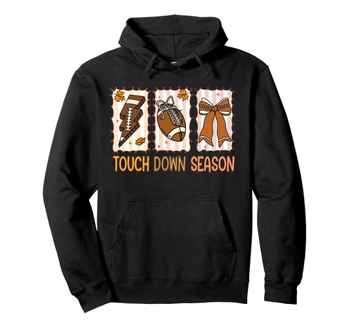 Football Mom Preppy Touchdowns Season Hoodie - Graphic Print Men Women - T-Shirt, Sweatshirt, Hoodie