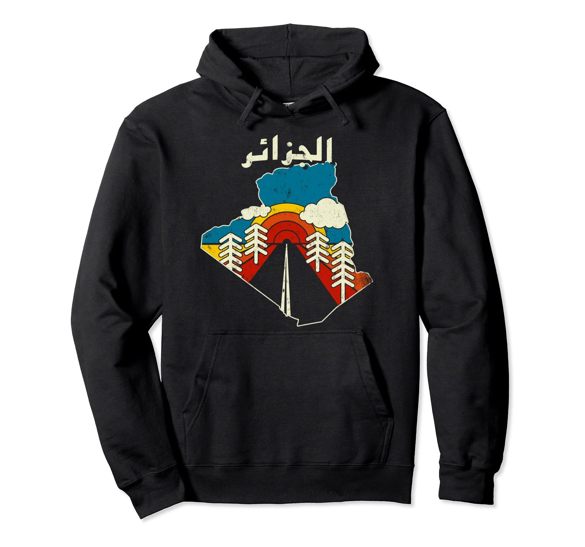 Algeria Algerian Country Rainbow Hoodie - Novelty Apparel for Adults - T-Shirt, Sweatshirt, Hoodie