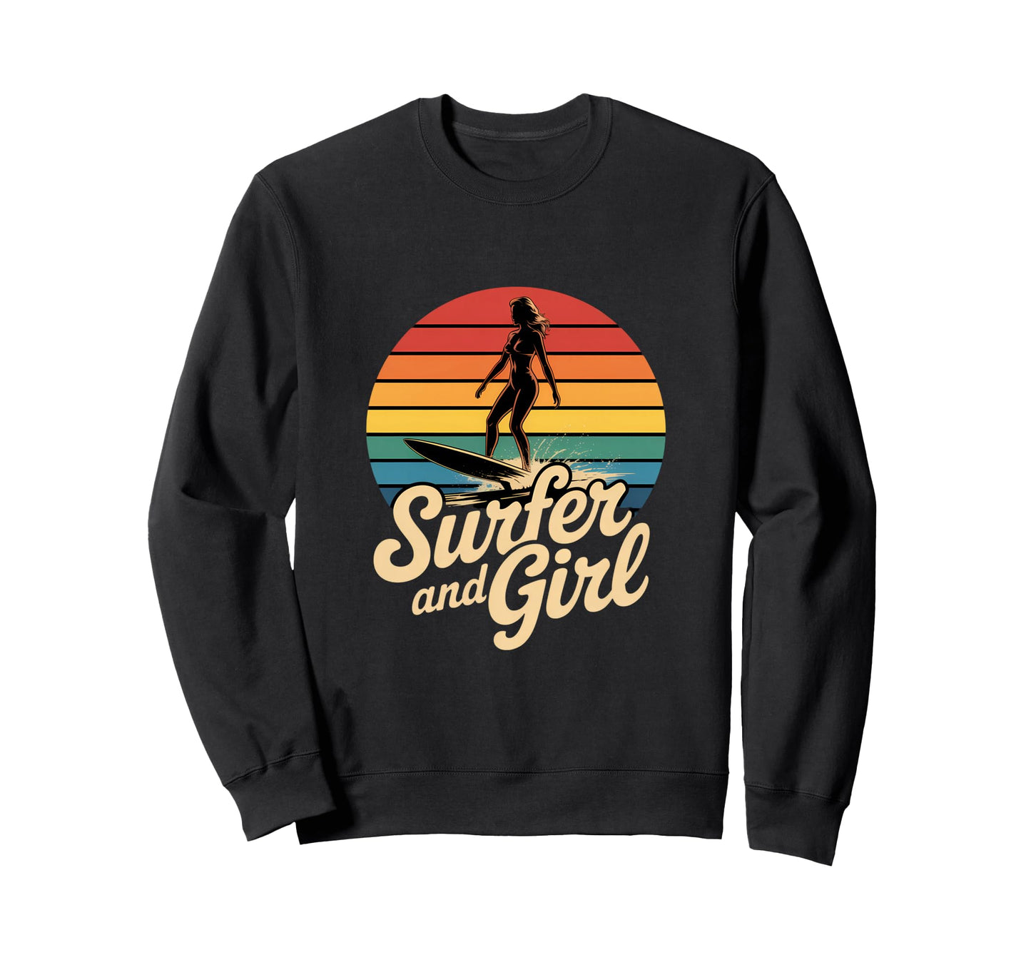 Funny Surfer Rainbow 70S Sweatshirt - Graphic Print Unisex - T-Shirt, Sweatshirt, Hoodie