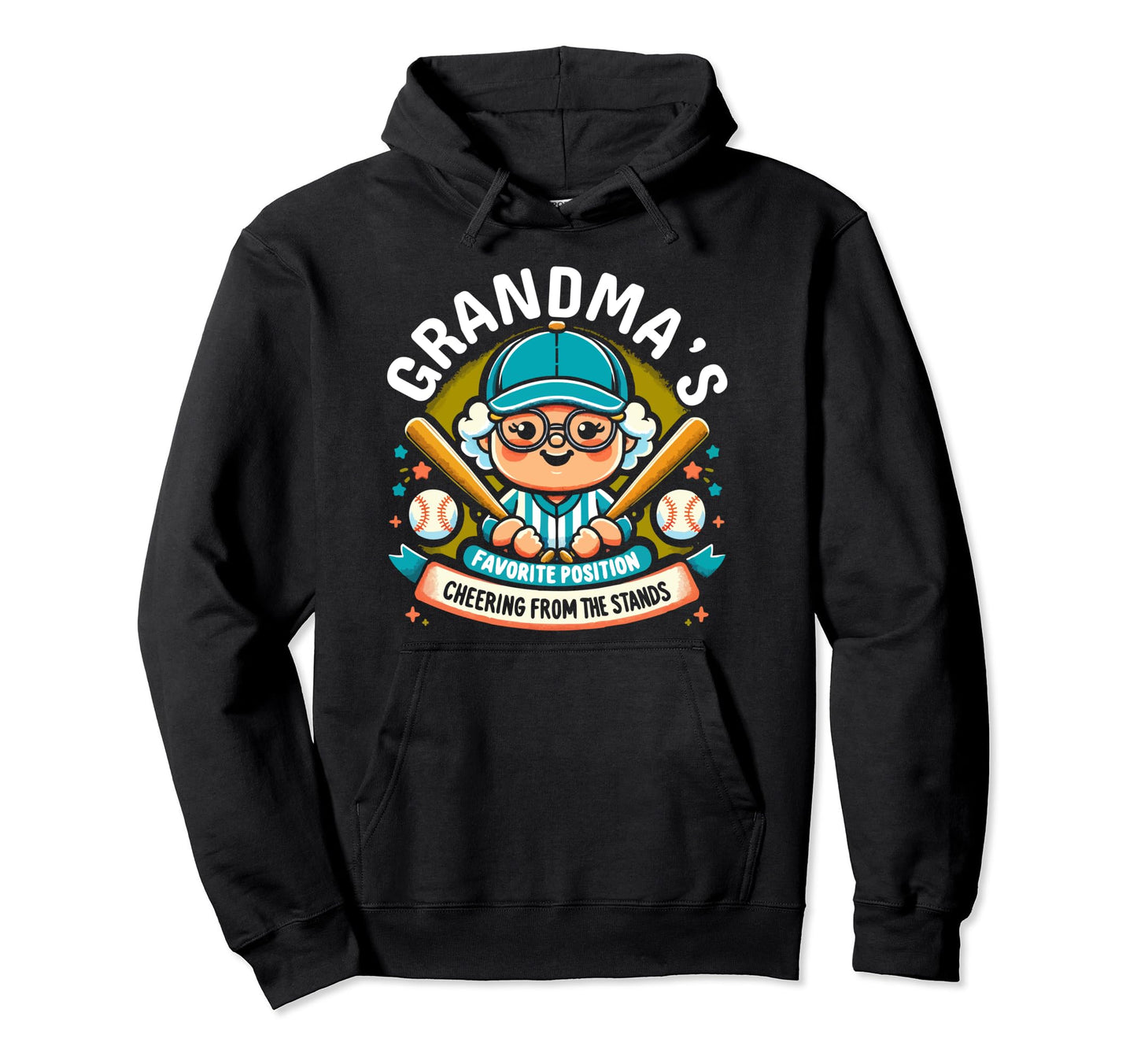 Baseball Grandma Grandmother Granny Hoodie - Graphic Print Unisex - T-Shirt, Sweatshirt, Hoodie