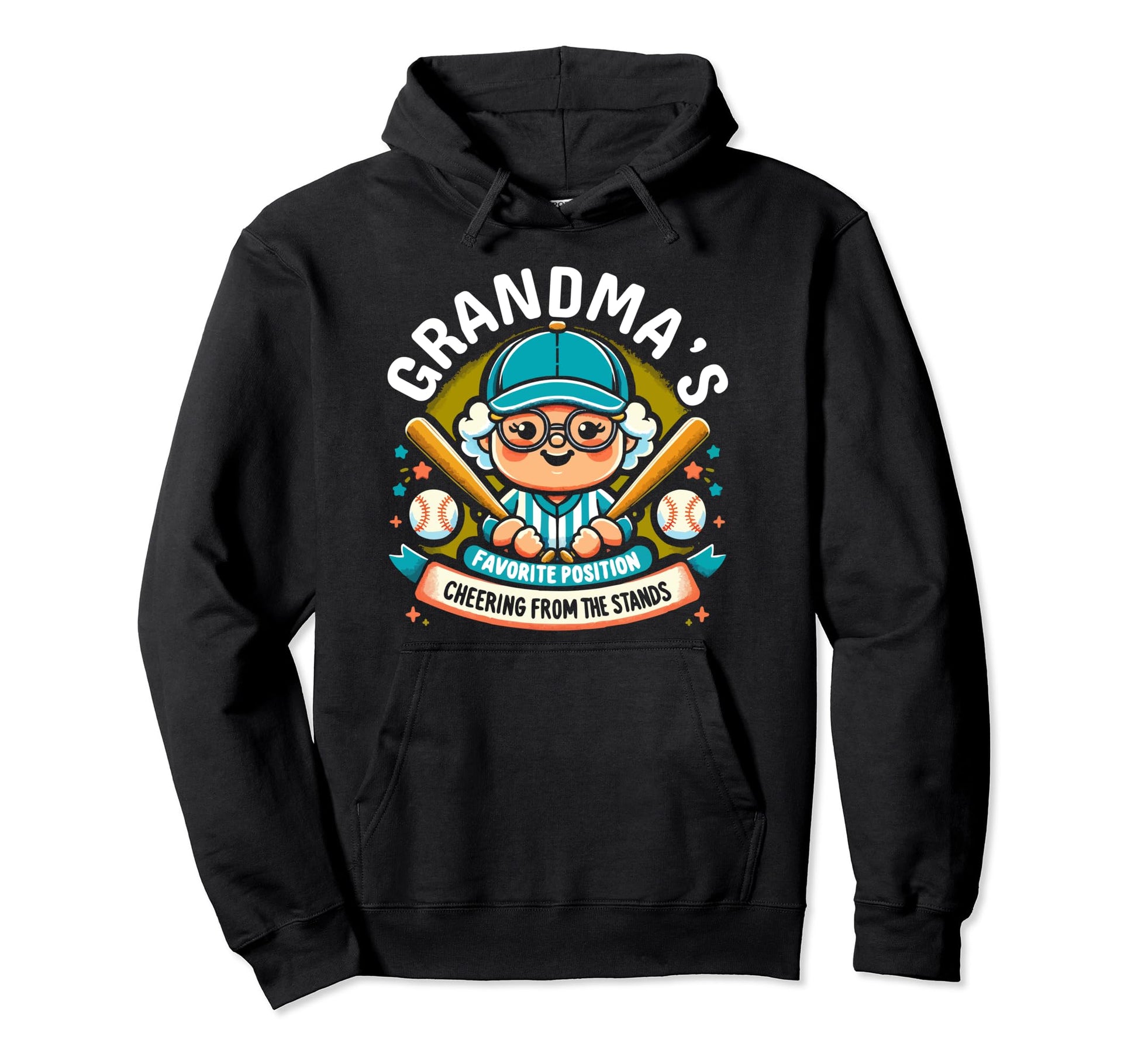 Baseball Grandma Grandmother Granny Hoodie - Graphic Print Unisex - T-Shirt, Sweatshirt, Hoodie