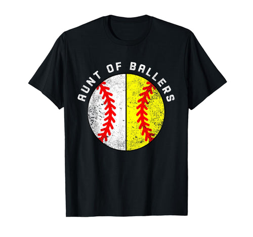 Aunt Ballers Funny Baseball Softball Aunt T-Shirt - Unique Graphic Unisex - T-Shirt, Sweatshirt, Hoodie