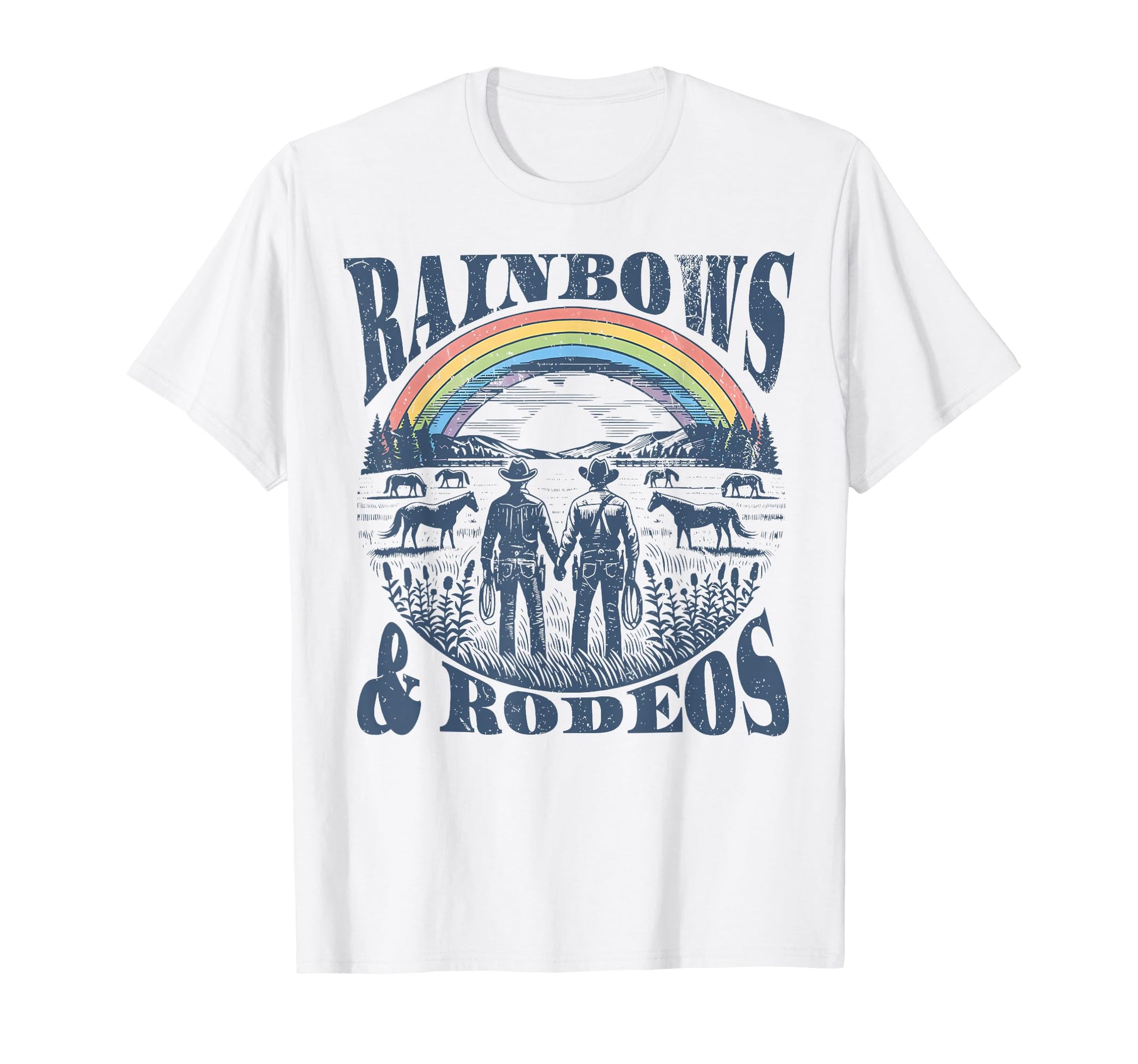 Rainbows Rodeos Western Gay Cowboy T-Shirt - Unique Graphic for Adults - T-Shirt, Sweatshirt, Hoodie