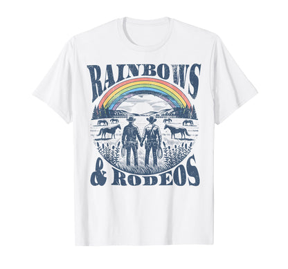 Rainbows Rodeos Western Gay Cowboy T-Shirt - Unique Graphic for Adults - T-Shirt, Sweatshirt, Hoodie