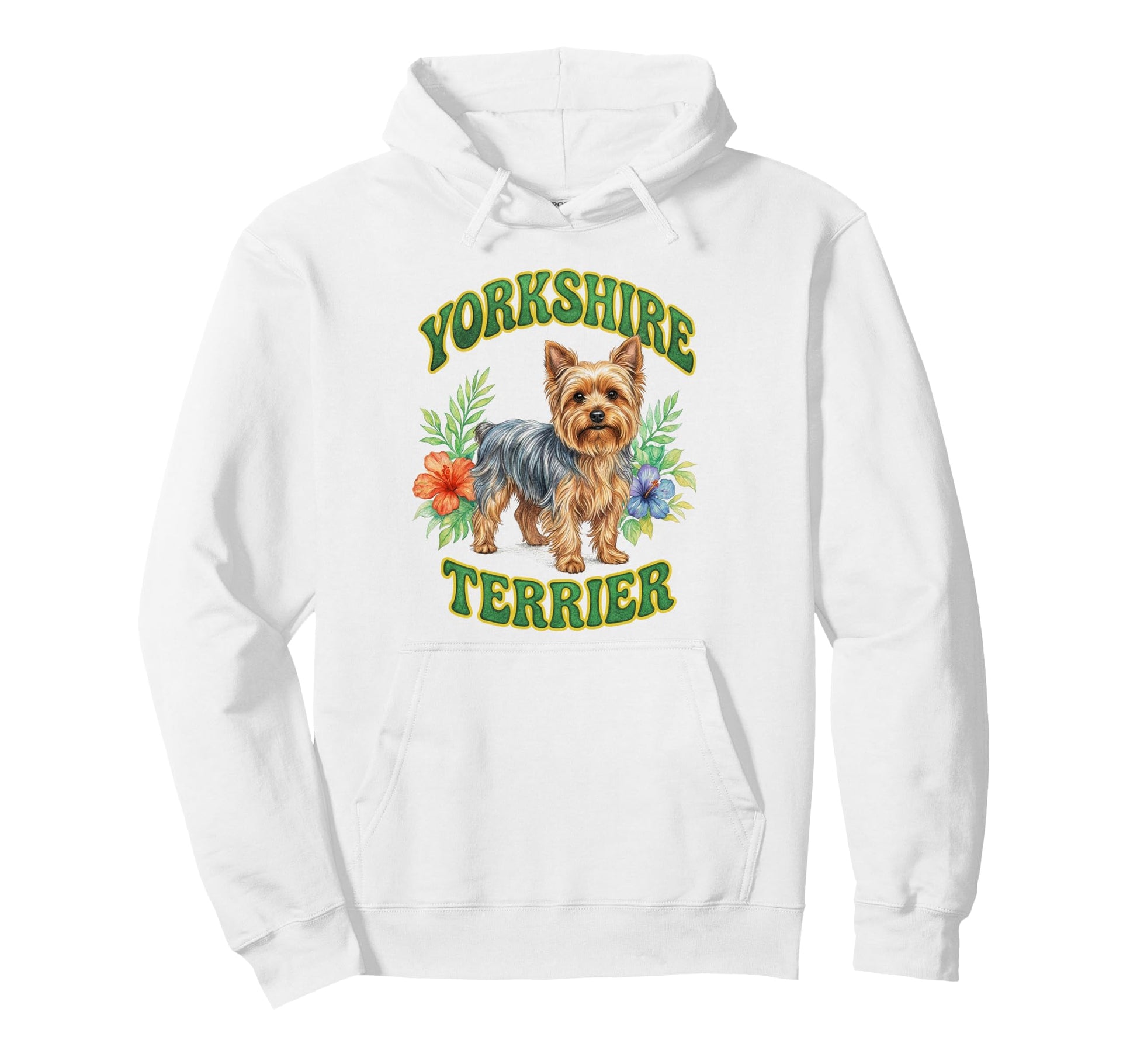 Yorkshire Terrier Groovy Floral Hoodie - Custom Art Print Men Women - T-Shirt, Sweatshirt, Hoodie