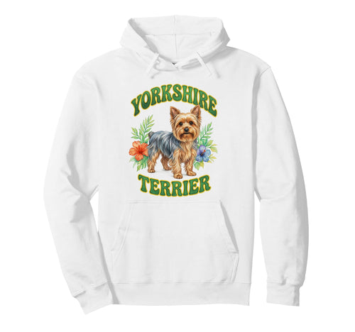Yorkshire Terrier Groovy Floral Hoodie - Custom Art Print Men Women - T-Shirt, Sweatshirt, Hoodie