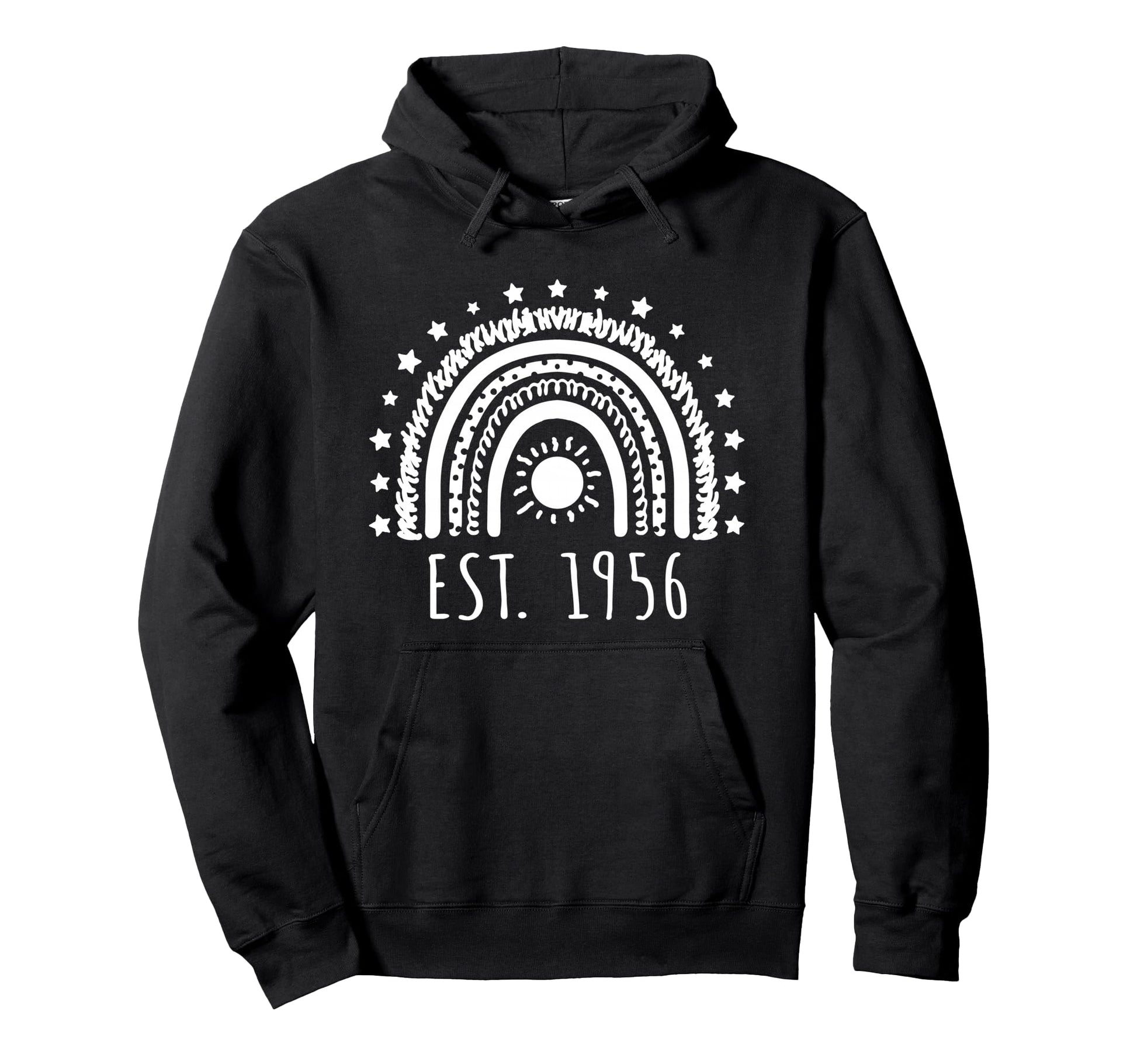 Est 1956 Rainbow Established 1956 Birthday Hoodie - Unique Graphic Unisex - T-Shirt, Sweatshirt, Hoodie