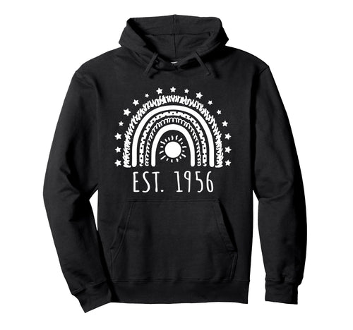 Est 1956 Rainbow Established 1956 Birthday Hoodie - Unique Graphic Unisex - T-Shirt, Sweatshirt, Hoodie