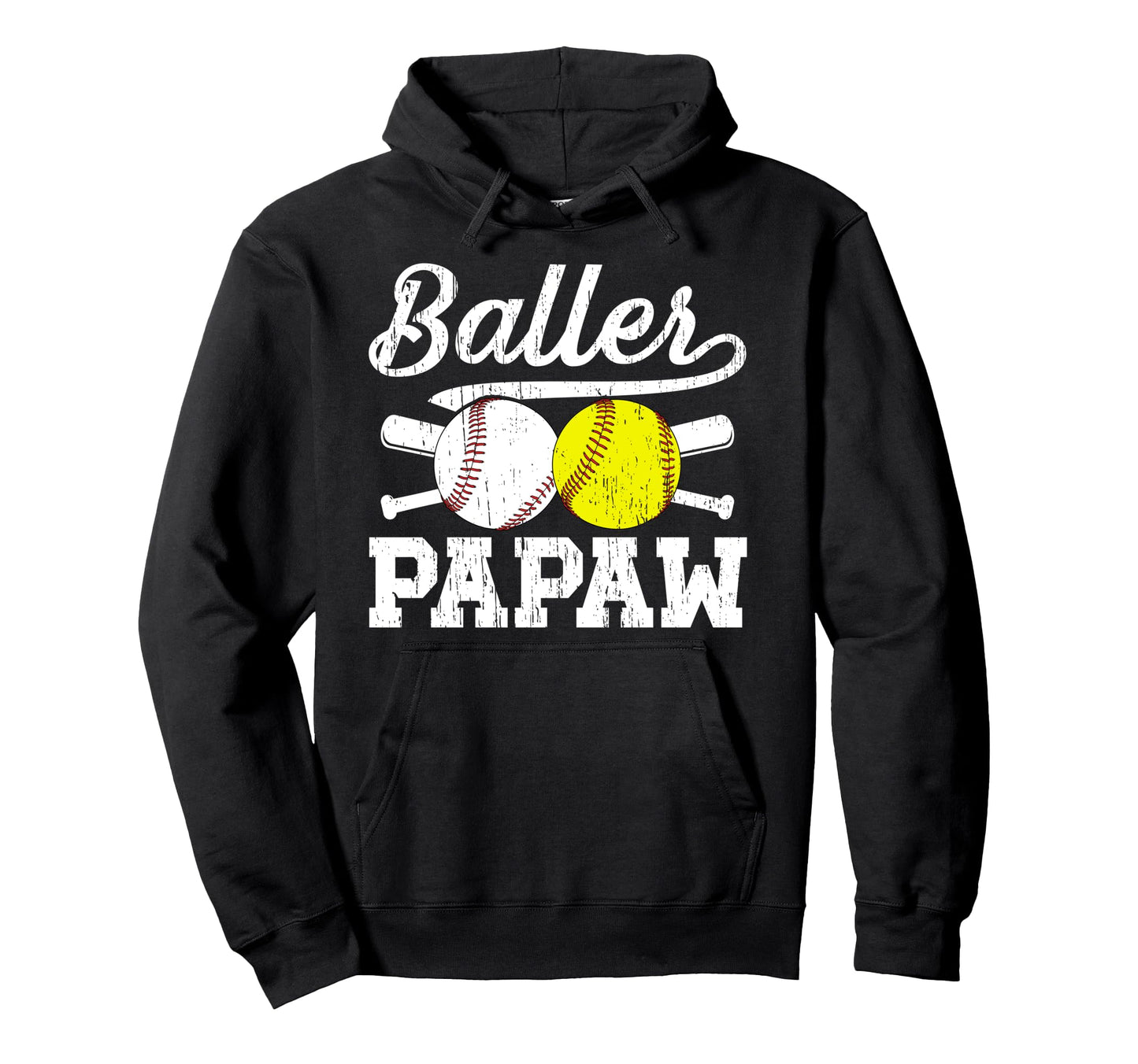 Baller Papaw Proud Softball Baseball Hoodie - Minimalist Print Unisex - T-Shirt, Sweatshirt, Hoodie