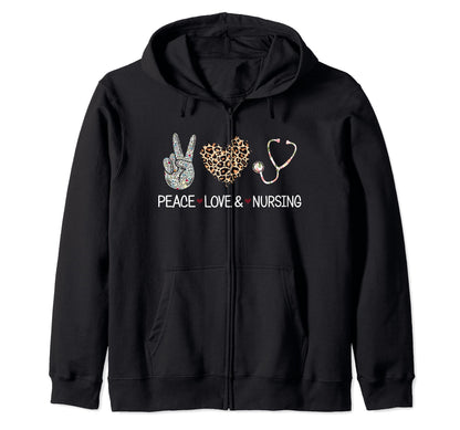 Peace Love Nursing Rn Lpn Heart Gift T-Shirt - Novelty Apparel Men Women - T-Shirt, Sweatshirt, Hoodie