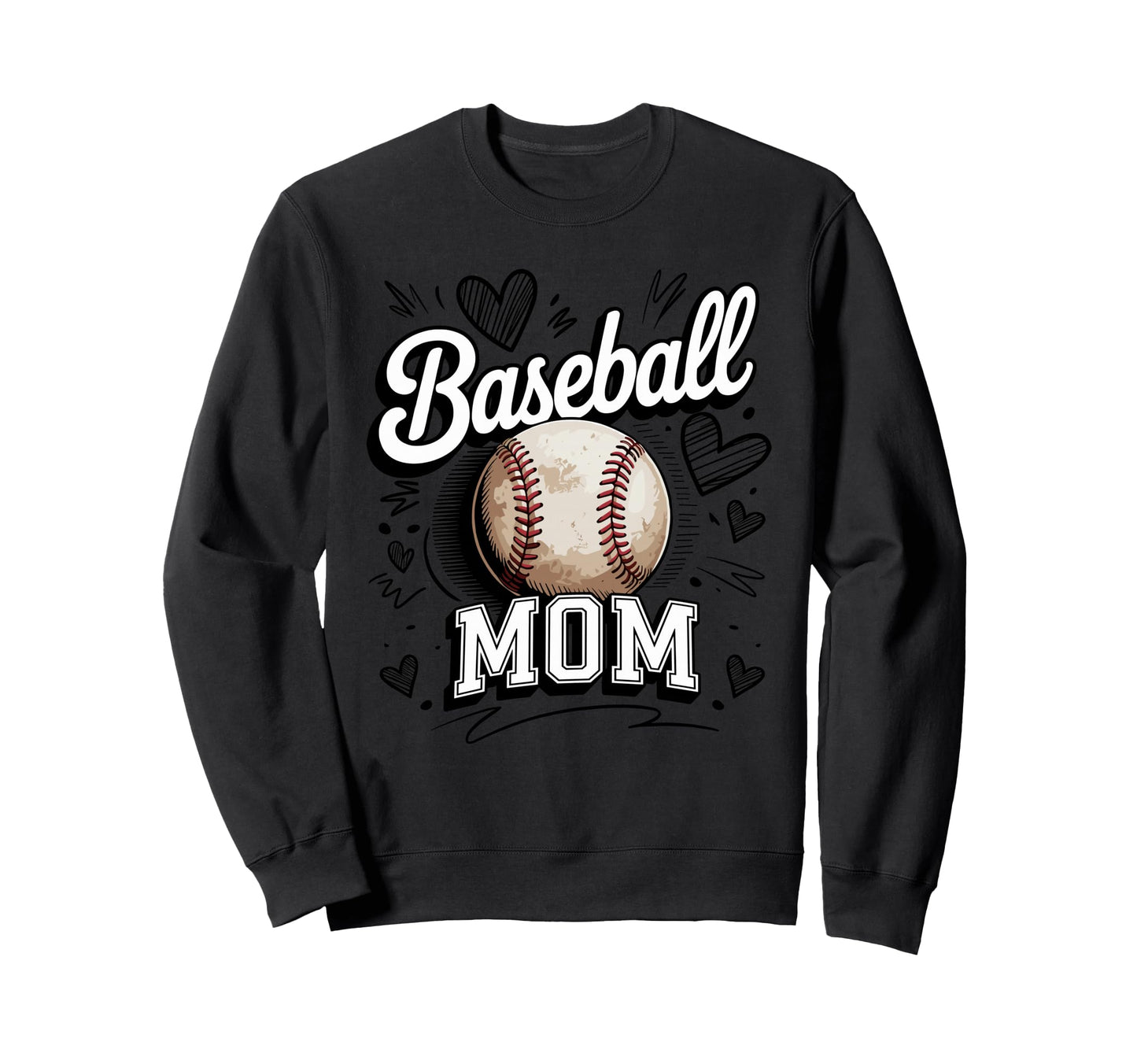 Baseball Mom Hearts Ballpark Game Sweatshirt - Novelty Apparel Men Women - T-Shirt, Sweatshirt, Hoodie