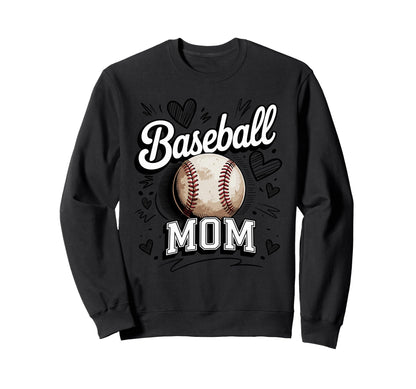 Baseball Mom Hearts Ballpark Game Sweatshirt - Novelty Apparel Men Women - T-Shirt, Sweatshirt, Hoodie