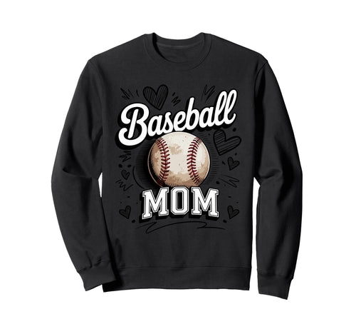 Baseball Mom Hearts Ballpark Game Sweatshirt - Novelty Apparel Men Women - T-Shirt, Sweatshirt, Hoodie