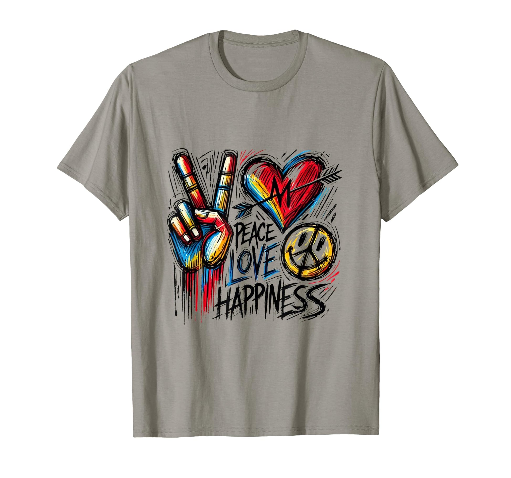 Peace Love Happiness Graffiti T-Shirt - Aesthetic Graphic Unisex - T-Shirt, Sweatshirt, Hoodie