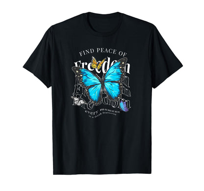 Butterfly Freedom Y2K Grunge Aesthetic T-Shirt - Aesthetic Graphic Unisex - T-Shirt, Sweatshirt, Hoodie