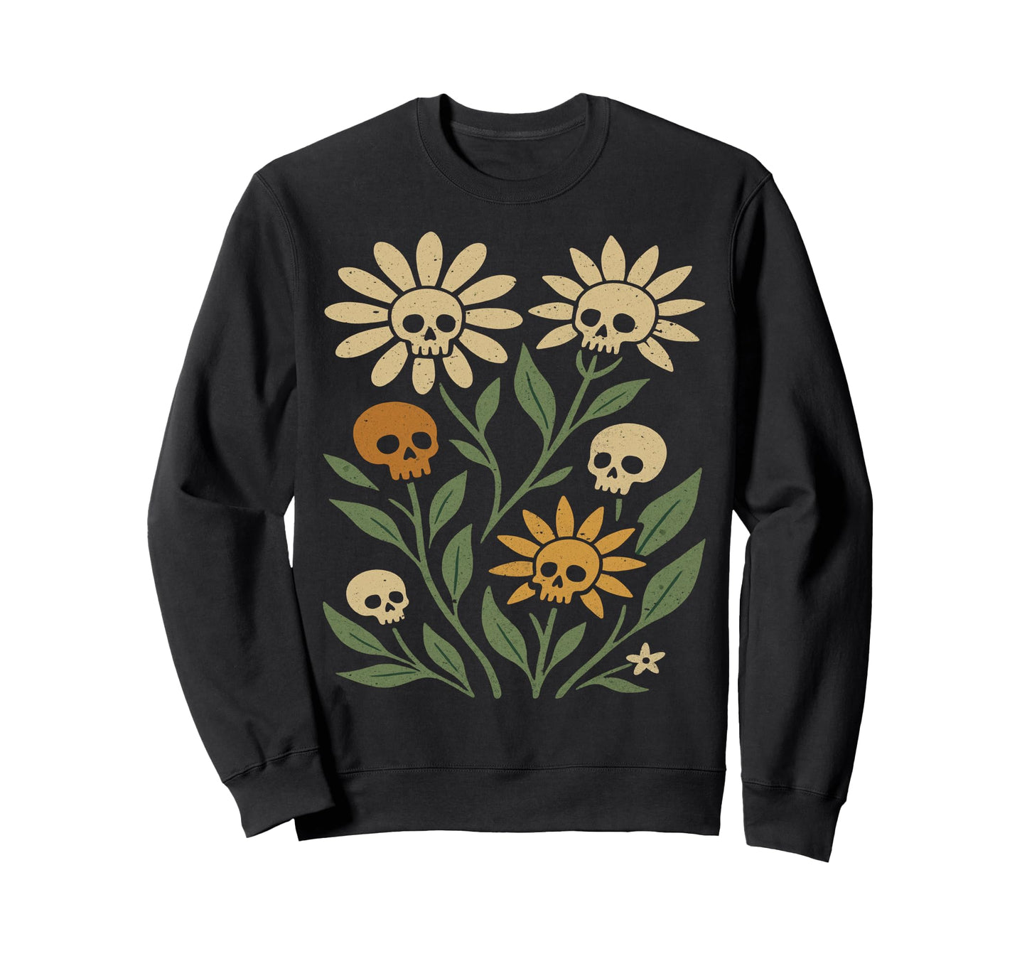 Halloween Boho Flower Skulls Sweatshirt - Custom Art Print for Adults - T-Shirt, Sweatshirt, Hoodie