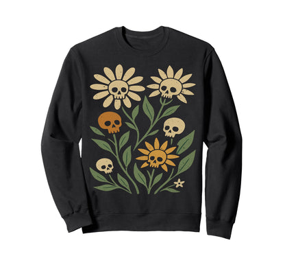 Halloween Boho Flower Skulls Sweatshirt - Custom Art Print for Adults - T-Shirt, Sweatshirt, Hoodie
