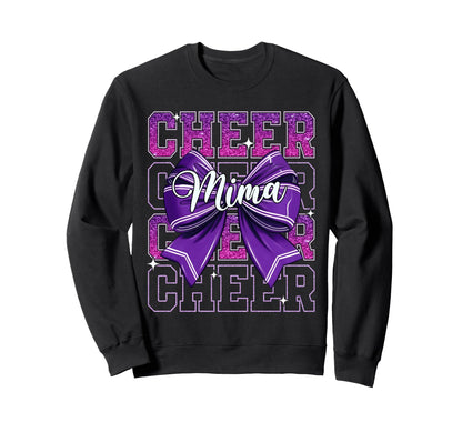 Cheer Mima Mothers Day Purple Bow Sweatshirt - Novelty Apparel for Adults - T-Shirt, Sweatshirt, Hoodie