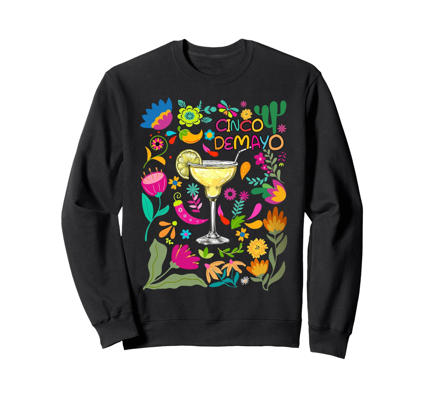 Cinco De Mayo Boho Floral Mexican Sweatshirt - Unique Graphic Men Women - T-Shirt, Sweatshirt, Hoodie