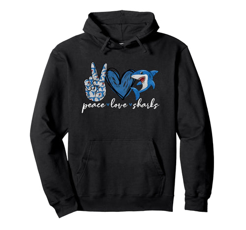 Womens Peace Love Shark Short Sleeve T-Shirt - Trendy Graphic Unisex - T-Shirt, Sweatshirt, Hoodie