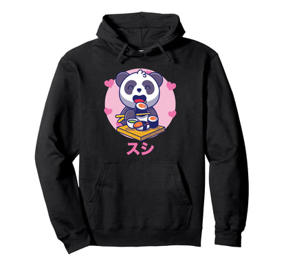 Panda Sushi Vaporwave Aesthetics Hoodie - Streetwear Style Men Women - T-Shirt, Sweatshirt, Hoodie